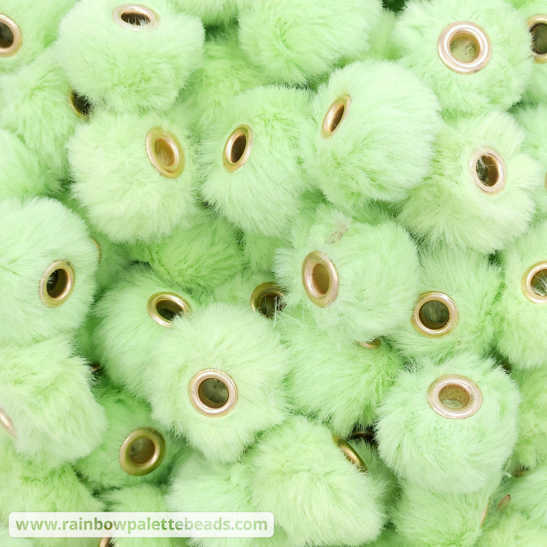 20mm Honeydew Green Furry Fuzzy Abacus Spacer Beads Beads