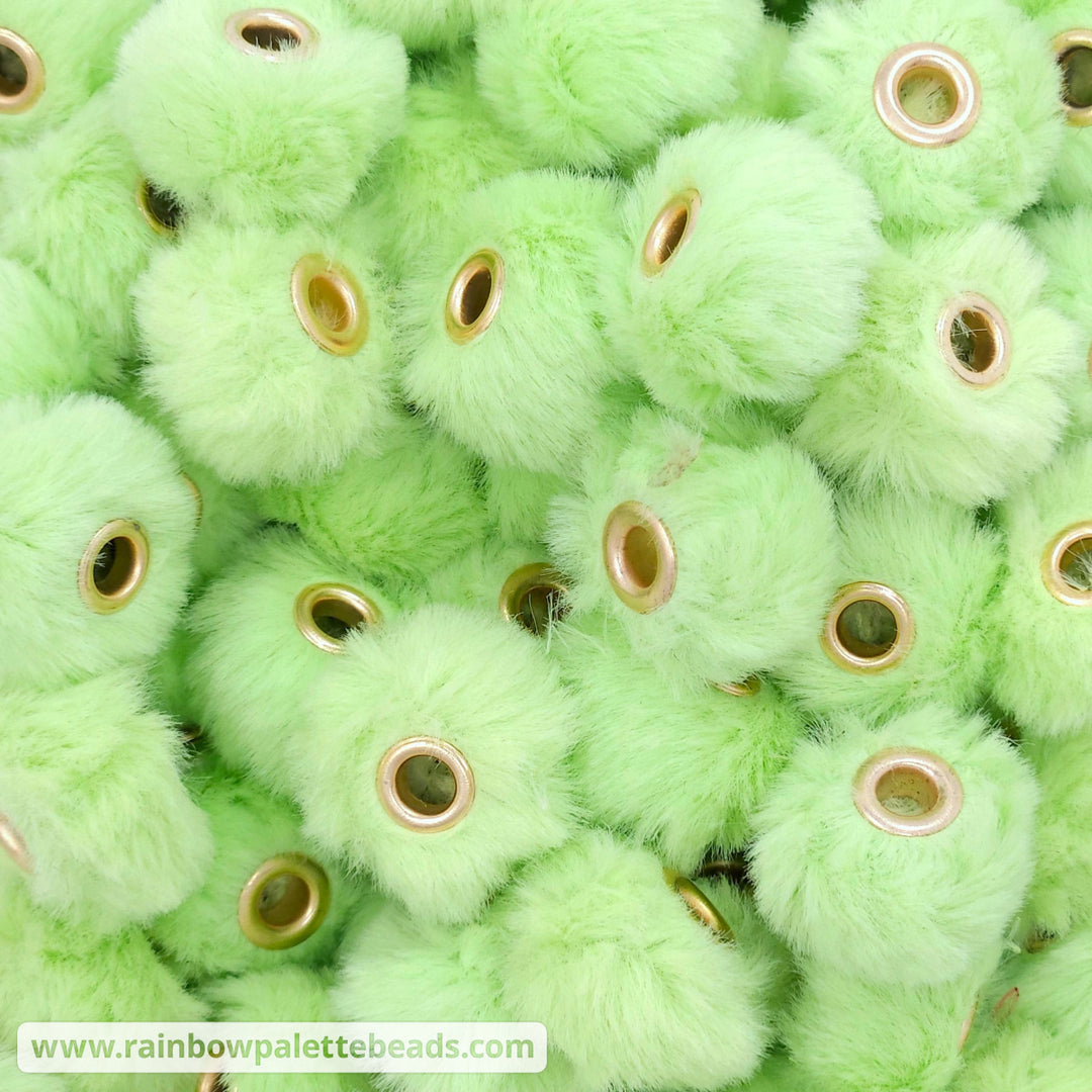 20mm Honeydew Green Furry Fuzzy Abacus Spacer Beads Beads