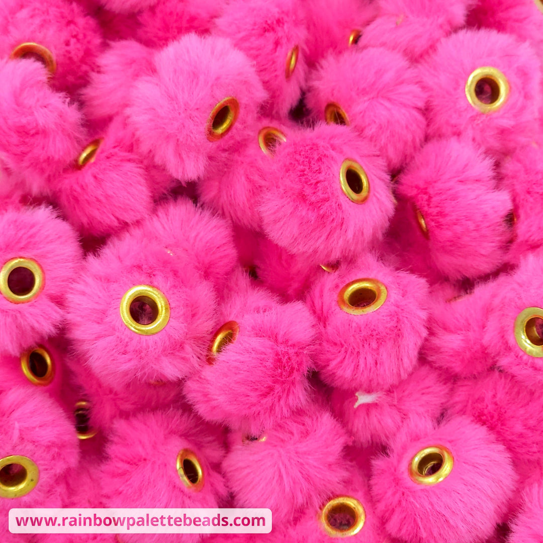 20mm Hot Pink Furry Fuzzy Abacus Spacer Beads Beads