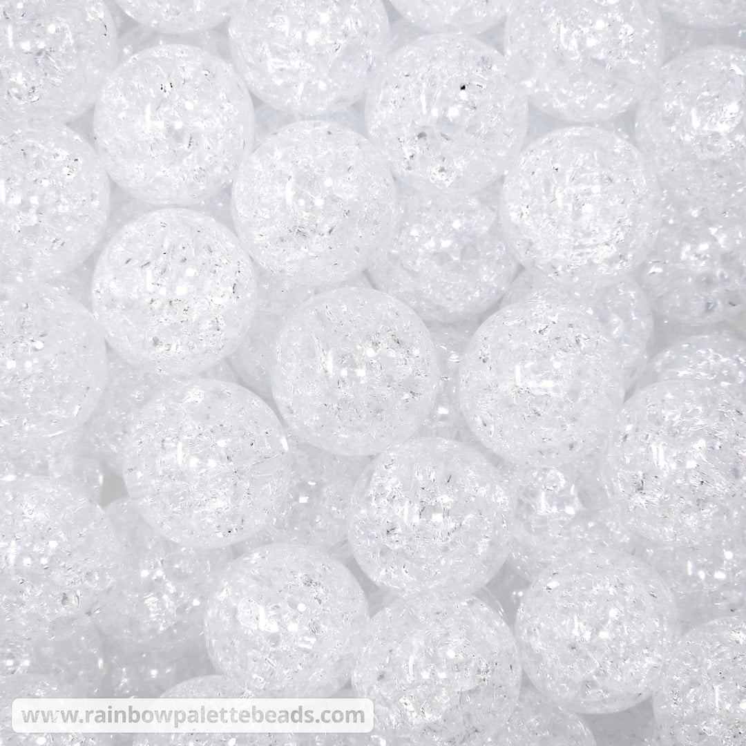 20mm Icy Clear Crackle Acrylic Beads Beads