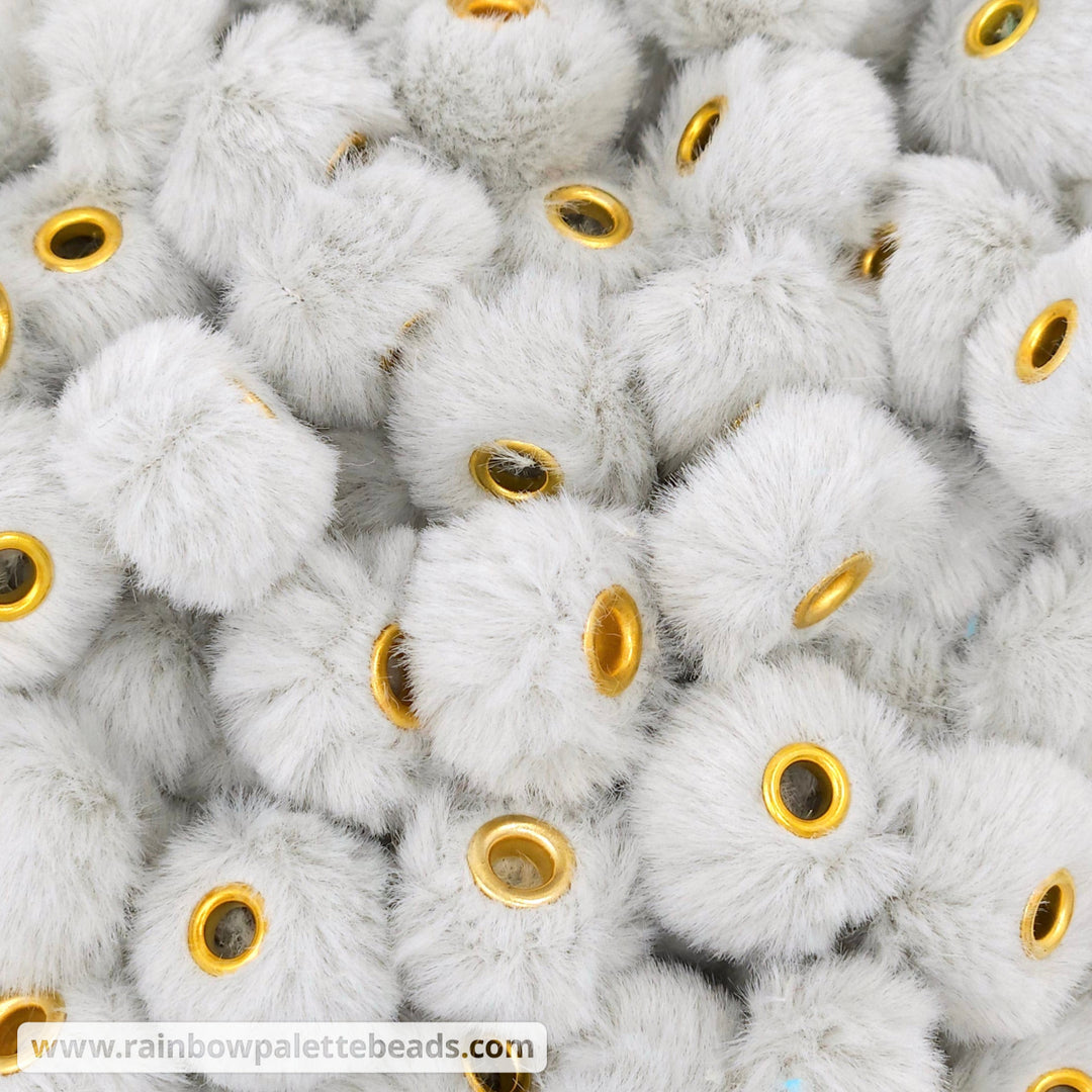 20mm Icy Gray Furry Fuzzy Abacus Spacer Beads Beads