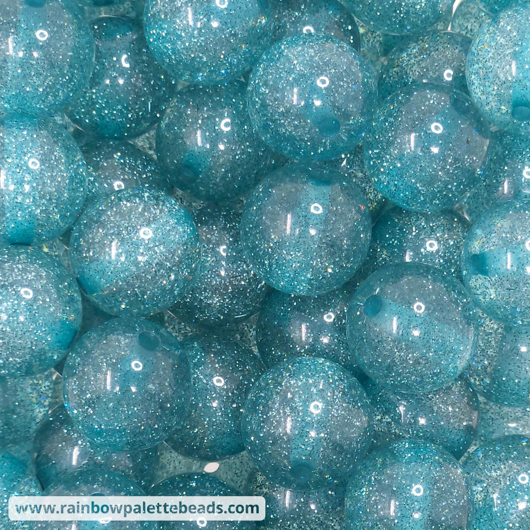 20mm Light Aqua Blue Glitter Acrylic Beads Beads