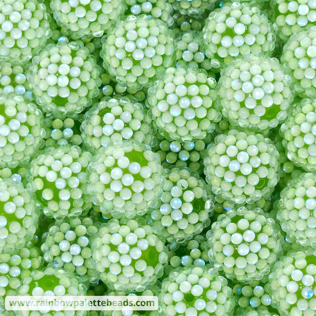 20mm Light Green Iridescent Illusion Berry Rhinestone Acrylic Beads Beads