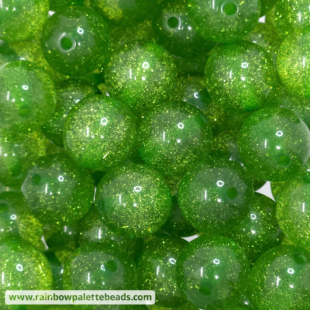 20mm Lime Acrylic Glitter Beads Beads