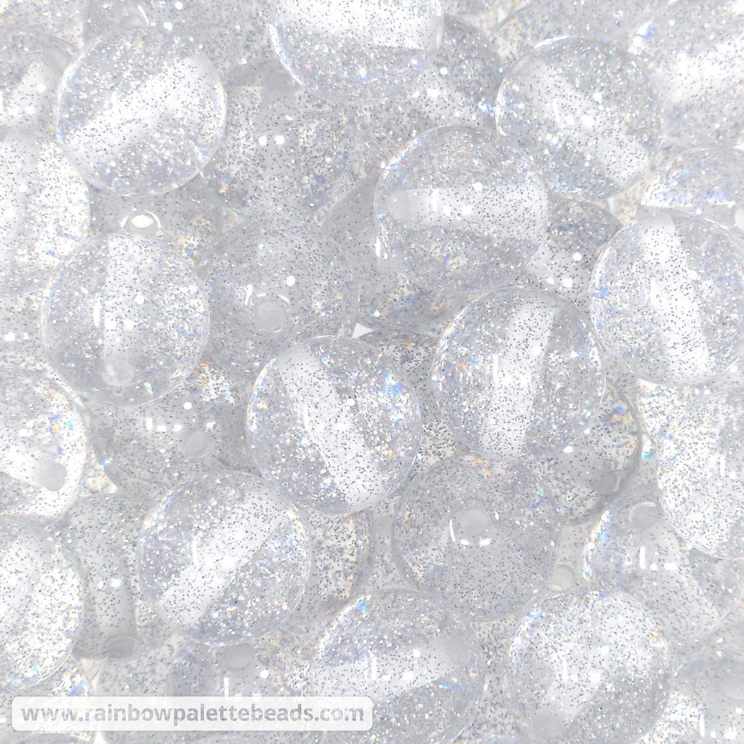 20mm Loose Silver Glitter Acrylic Beads Beads