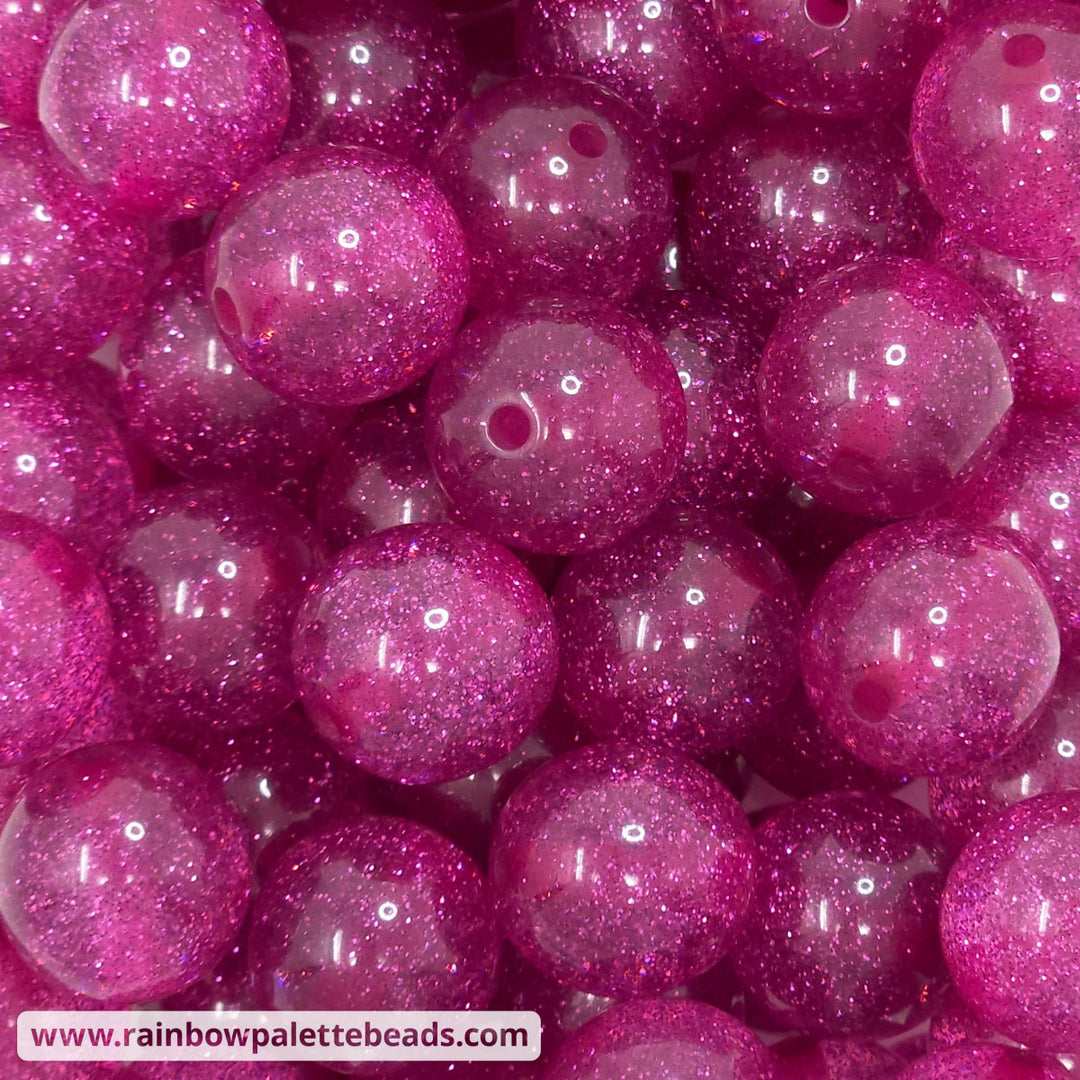 20mm Magenta Acrylic Glitter Beads Beads