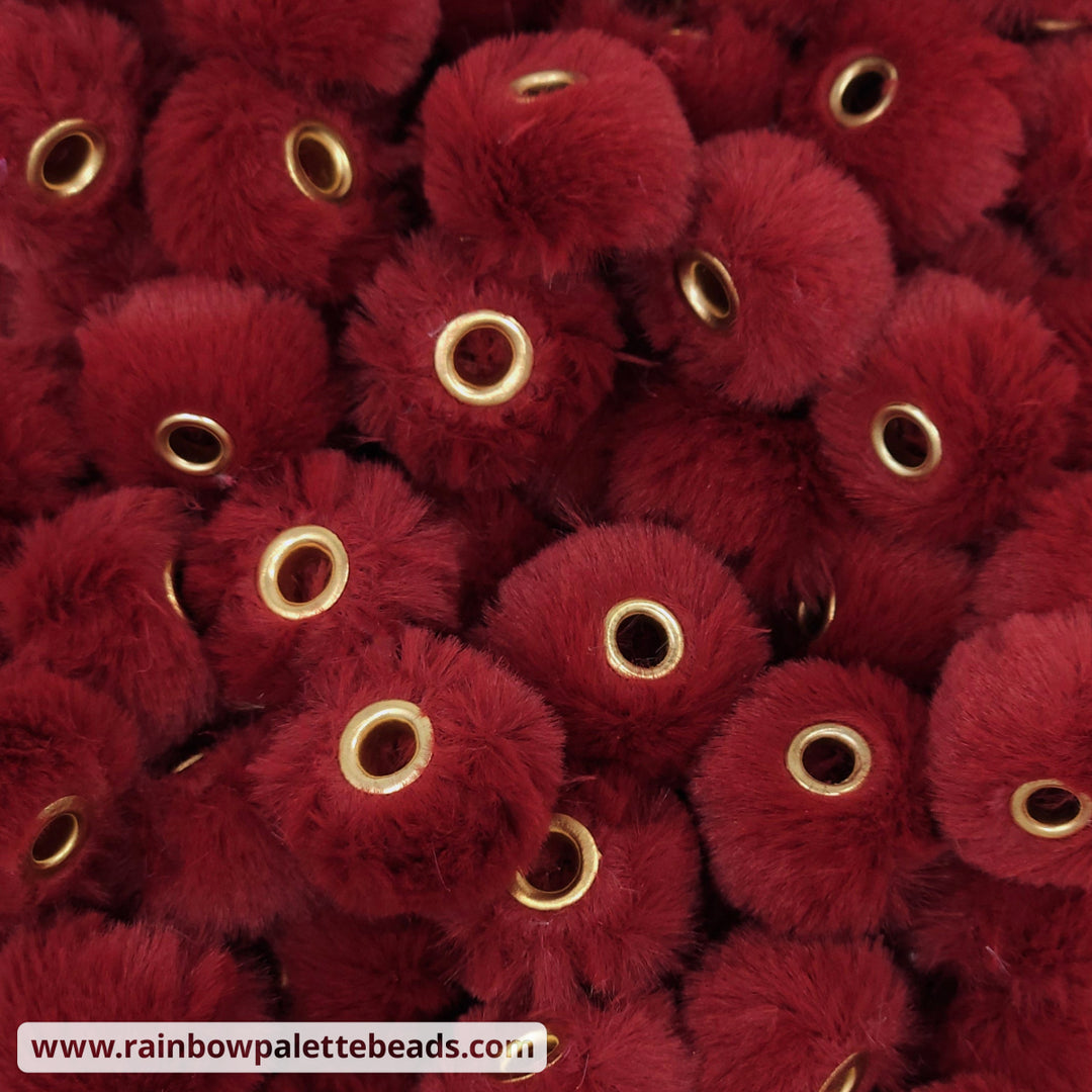 20mm Maroon Red Furry Fuzzy Abacus Spacer Beads Beads