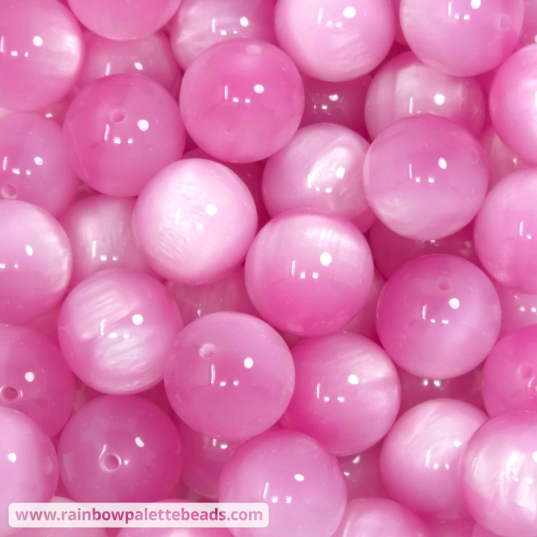 20mm Medium Pink Cat Eye Acrylic Beads - Beads