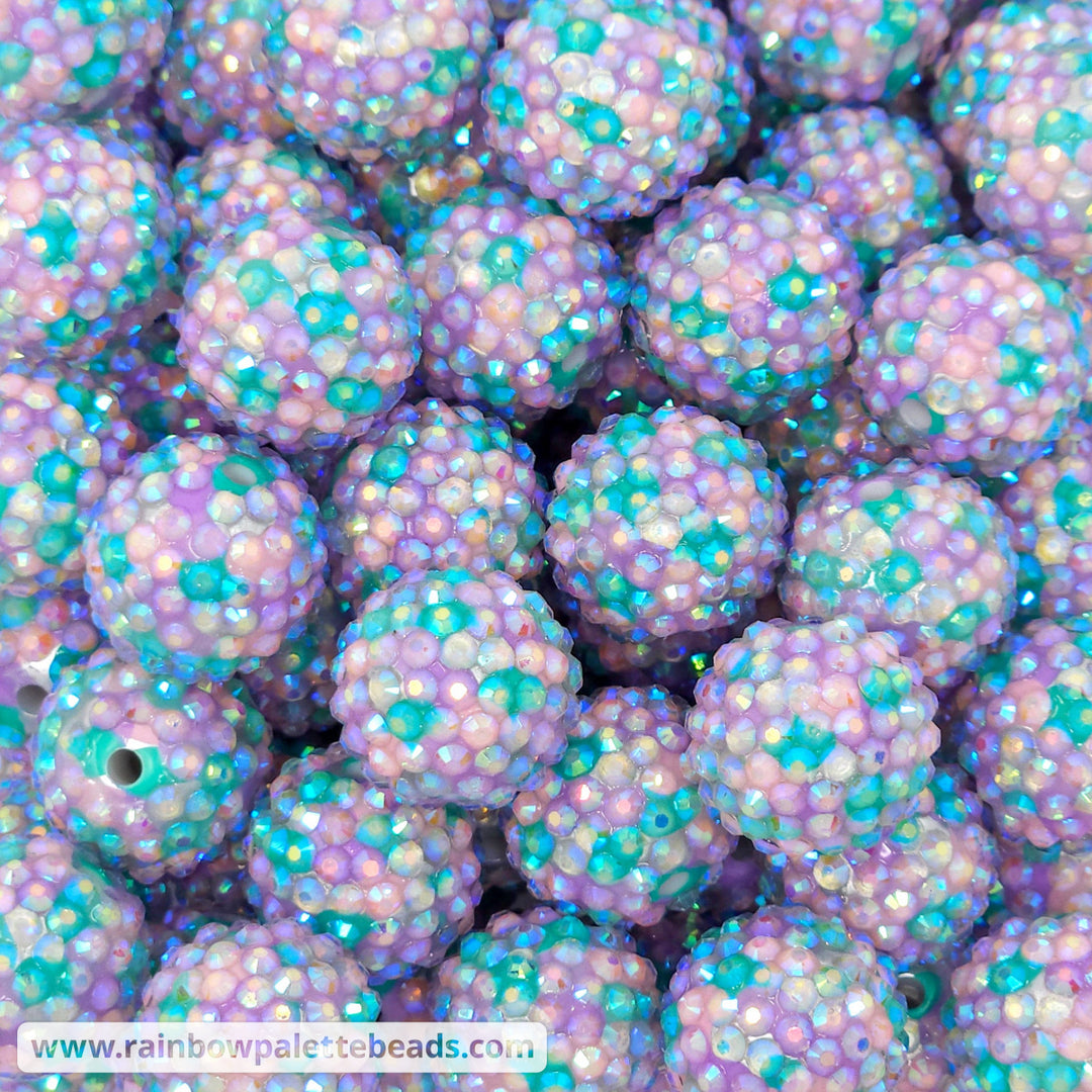 20mm Mermaid Pearl Print Rhinestone Beads Beads