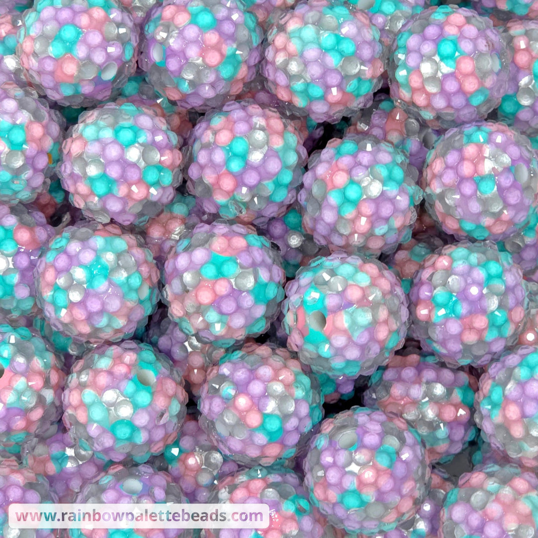 20mm Mermaid Pearl Print Rhinestone Beads - Beads