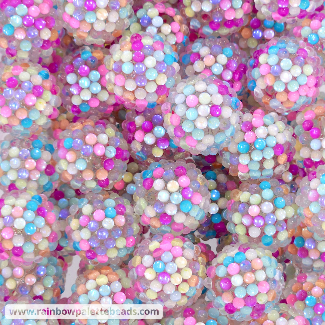 20mm Multicolor Iridescent Illusion Berry Rhinestone Acrylic Beads - Beads