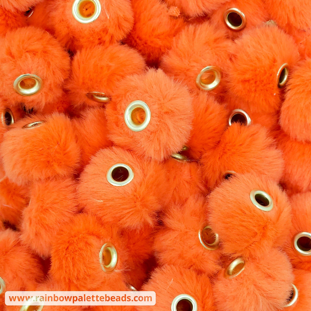 20mm Orange Furry Fuzzy Abacus Spacer Beads Beads