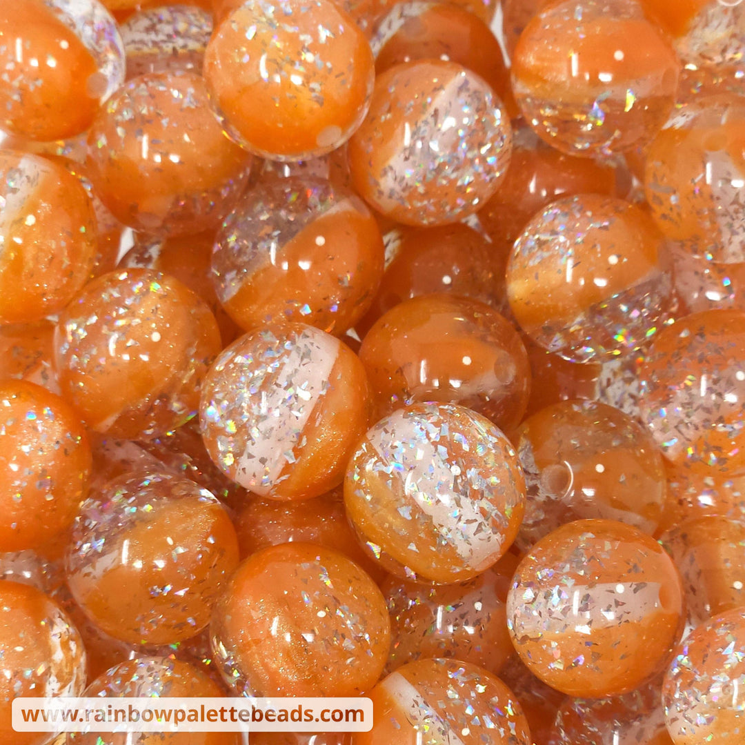 20mm Orange Iridescent Party Glitter Acrylic Beads Beads