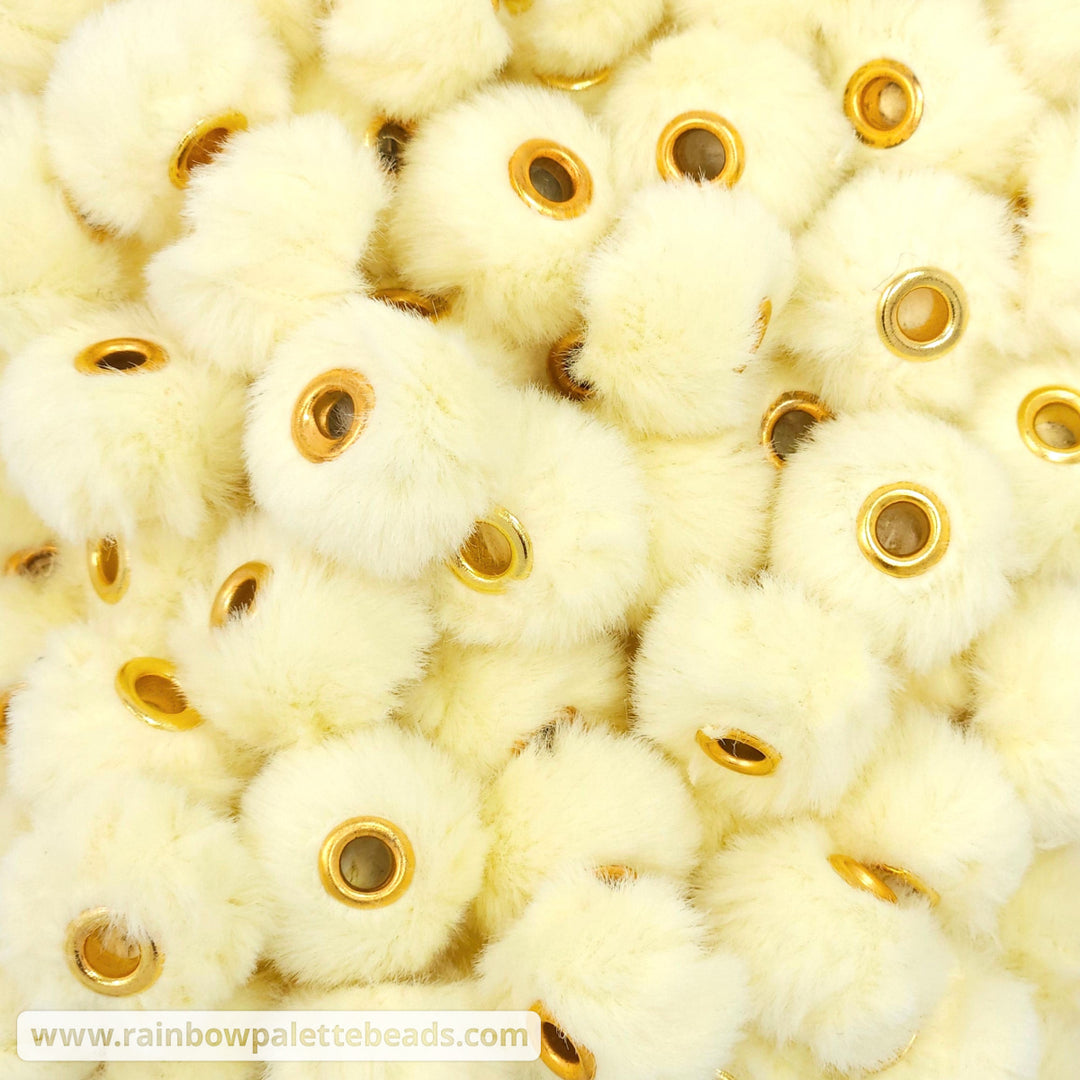20mm Pale Yellow Furry Fuzzy Abacus Spacer Beads Beads