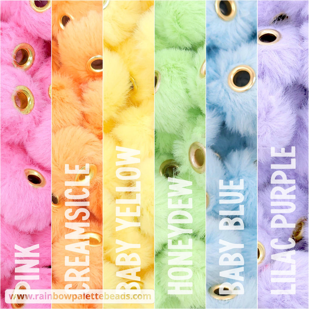 20mm Pastel Rainbow Furry Fuzzy Abacus Spacer Bead Mix (30 beads) Beads