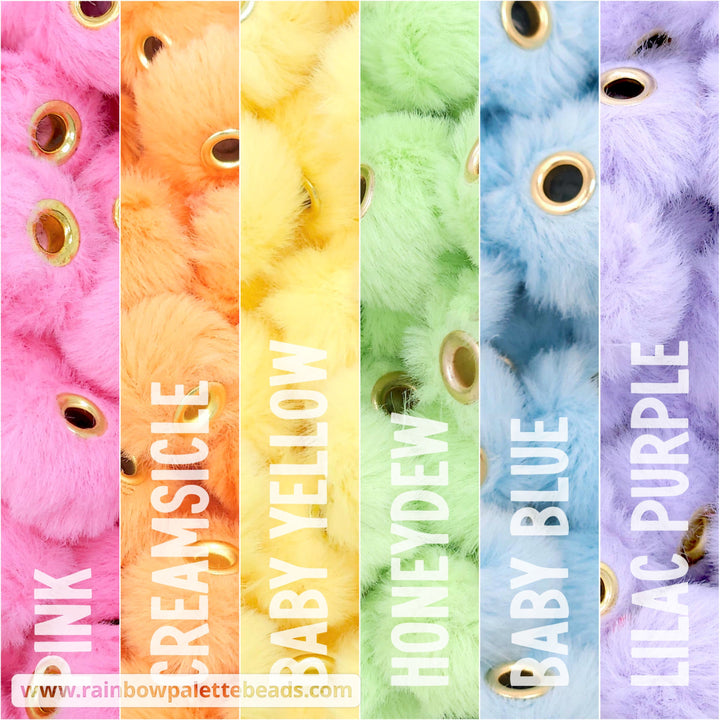 20mm Pastel Rainbow Furry Fuzzy Abacus Spacer Bead Mix (30 beads) Beads