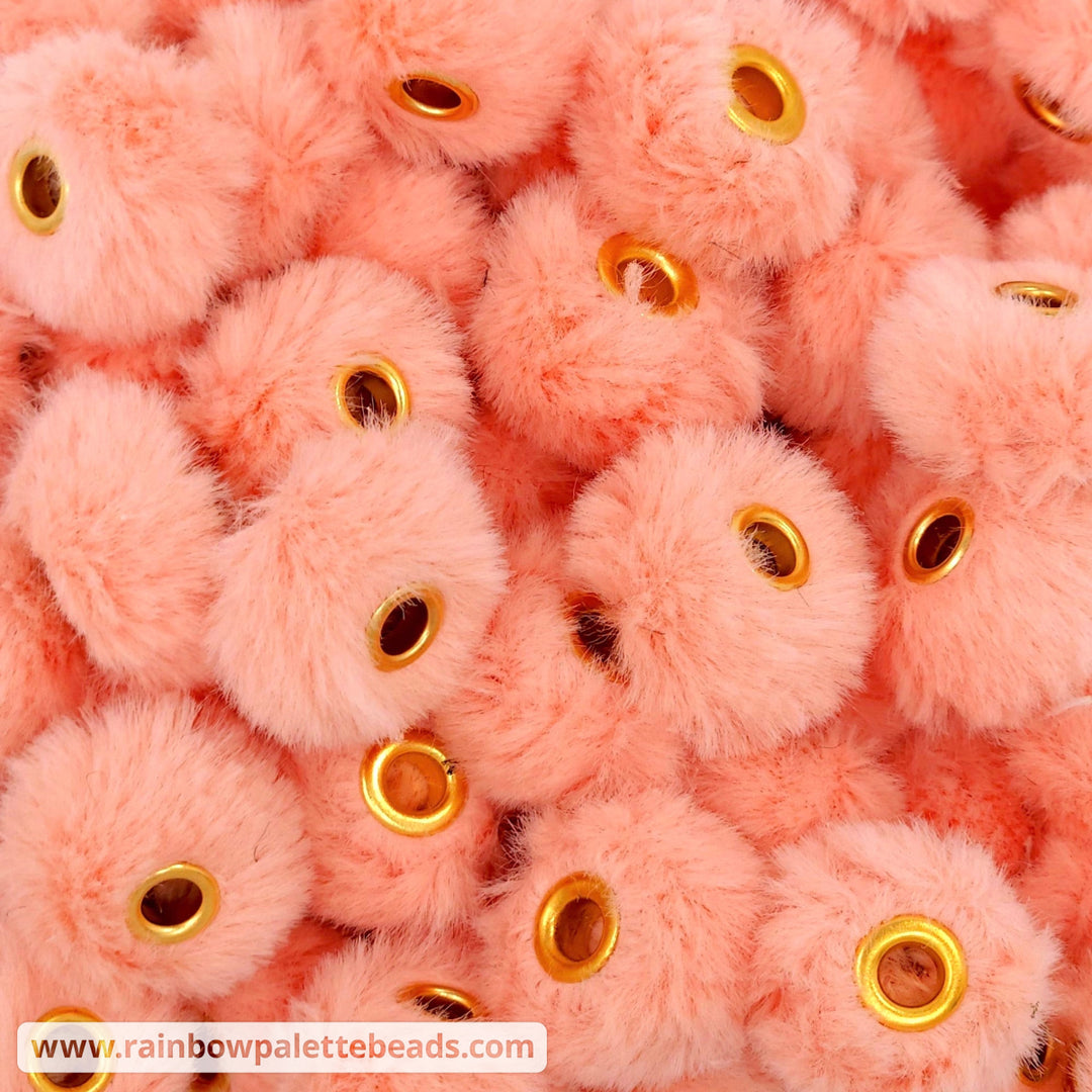 20mm Peach Furry Fuzzy Abacus Spacer Beads Beads