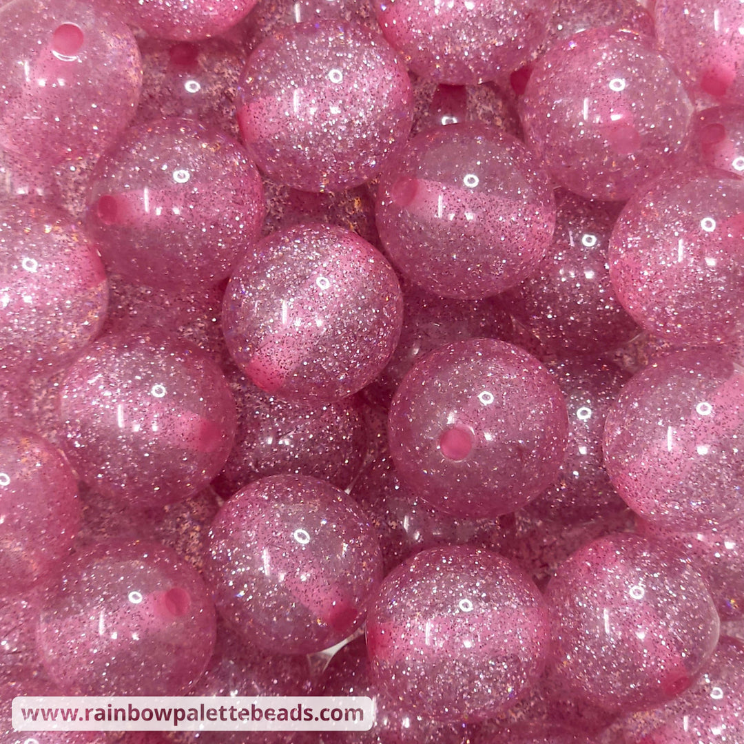 20mm Pink Acrylic Glitter Beads Beads