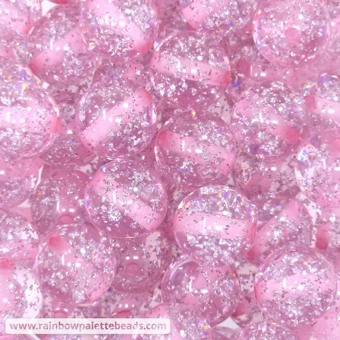 20mm Pink Acrylic Glitter Bubble Beads Beads
