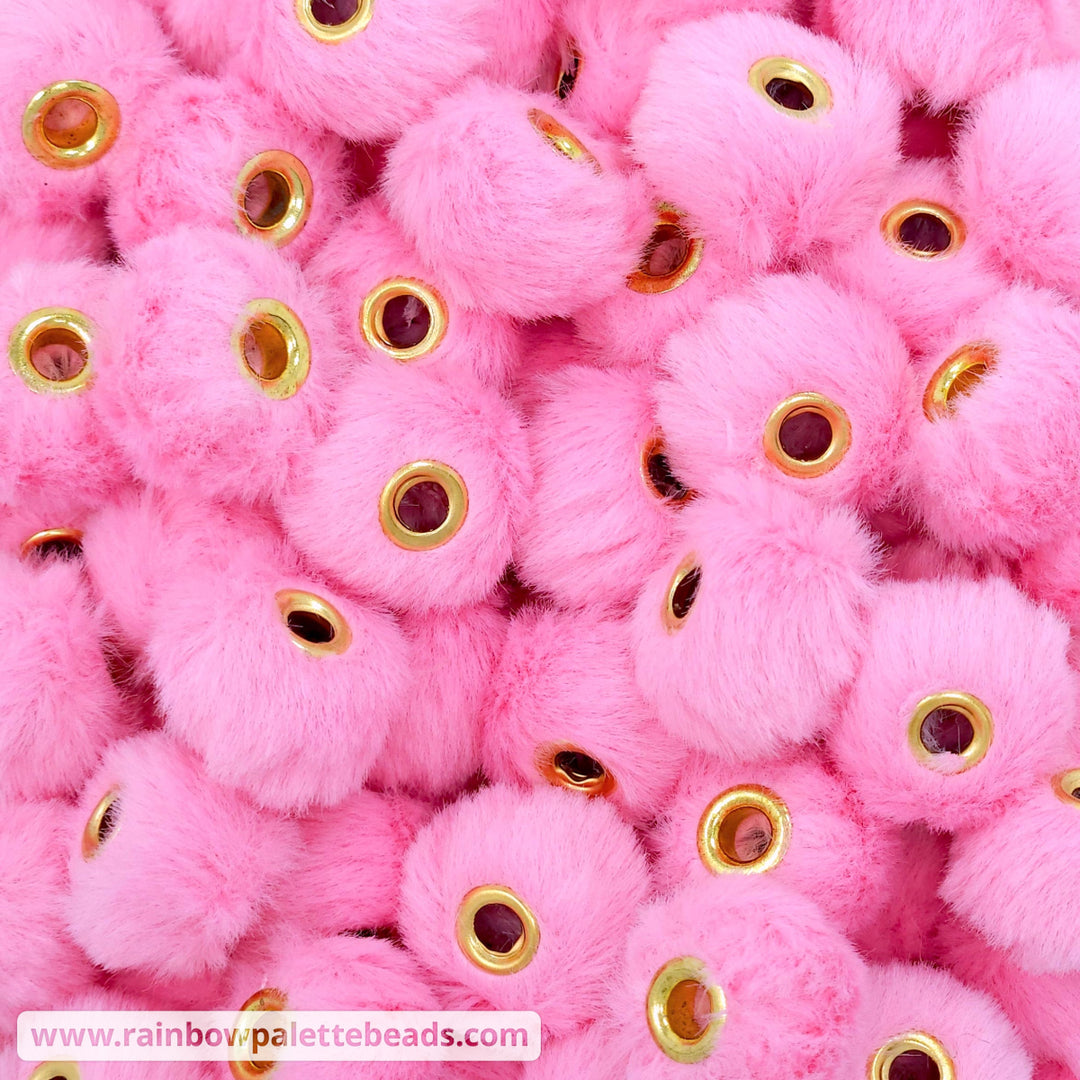 20mm Pink Furry Fuzzy Abacus Spacer Beads Beads