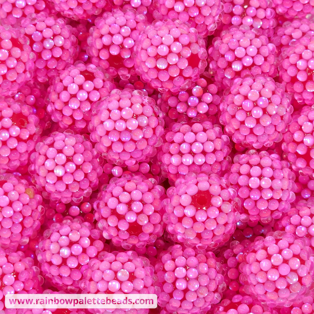 20mm Pink Iridescent Illusion Berry Rhinestone Acrylic Beads Beads
