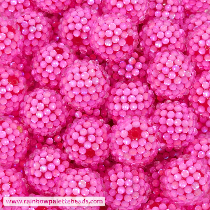 20mm Pink Iridescent Illusion Berry Rhinestone Acrylic Beads Beads