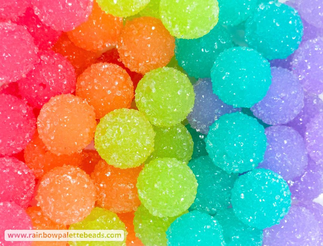 20mm Rainbow Assorted Acrylic Sugar Bead Mix (15 beads) Beads