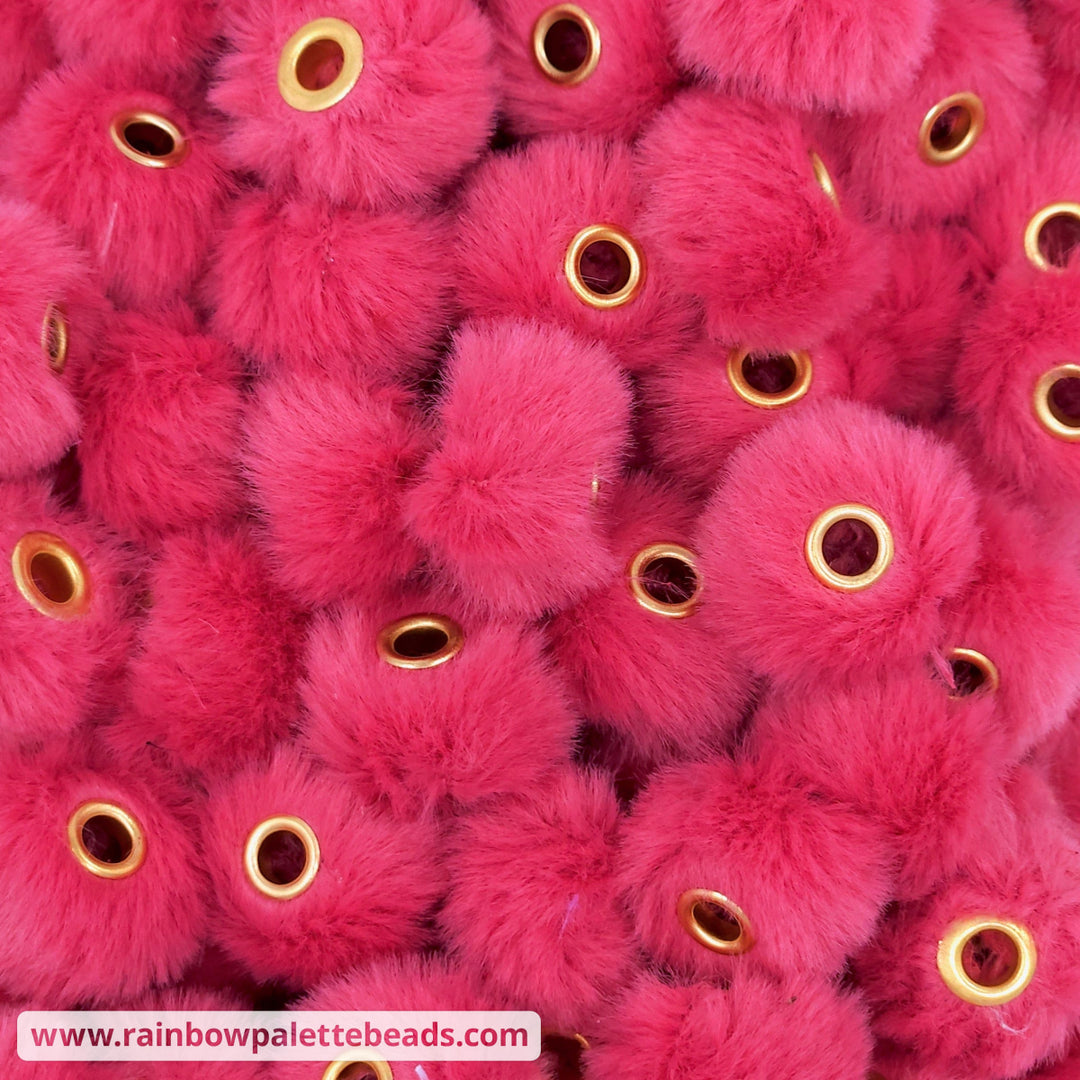 20mm Raspberry Pink Furry Fuzzy Abacus Spacer Beads Beads