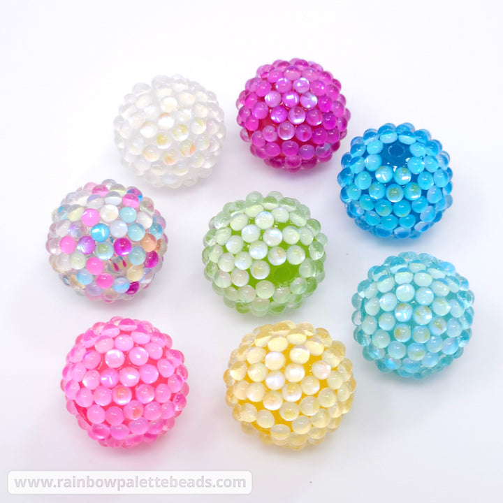 20mm Razzleberry Purple Iridescent Illusion Berry Rhinestone Acrylic Beads Beads