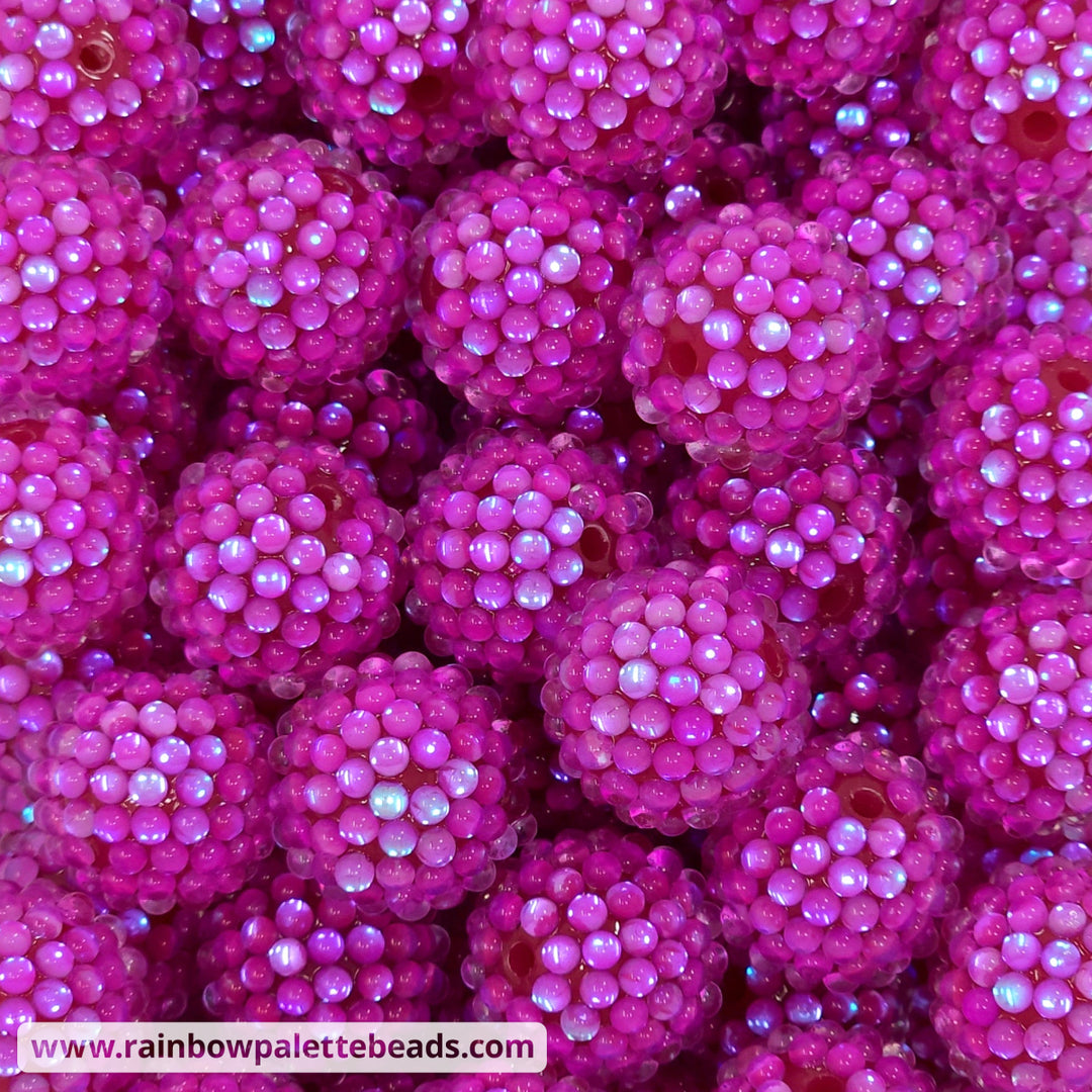 20mm Razzleberry Purple Iridescent Illusion Berry Rhinestone Acrylic Beads Beads