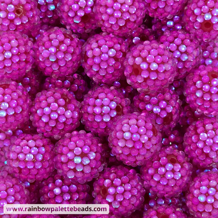 20mm Razzleberry Purple Iridescent Illusion Berry Rhinestone Acrylic Beads Beads