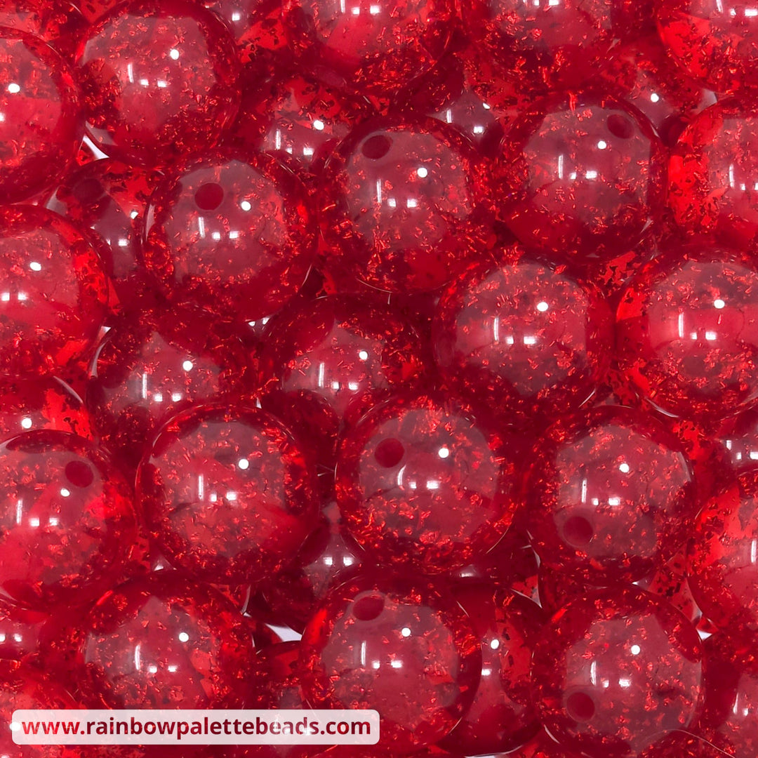20mm Red Acrylic Glitter Bubble Beads Beads