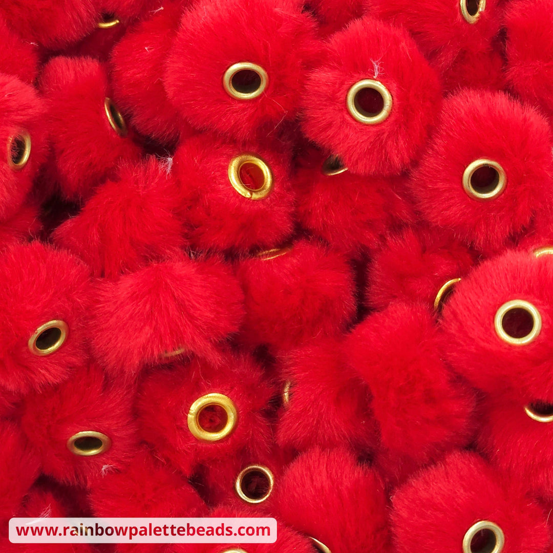 20mm Red Furry Fuzzy Abacus Spacer Beads Beads