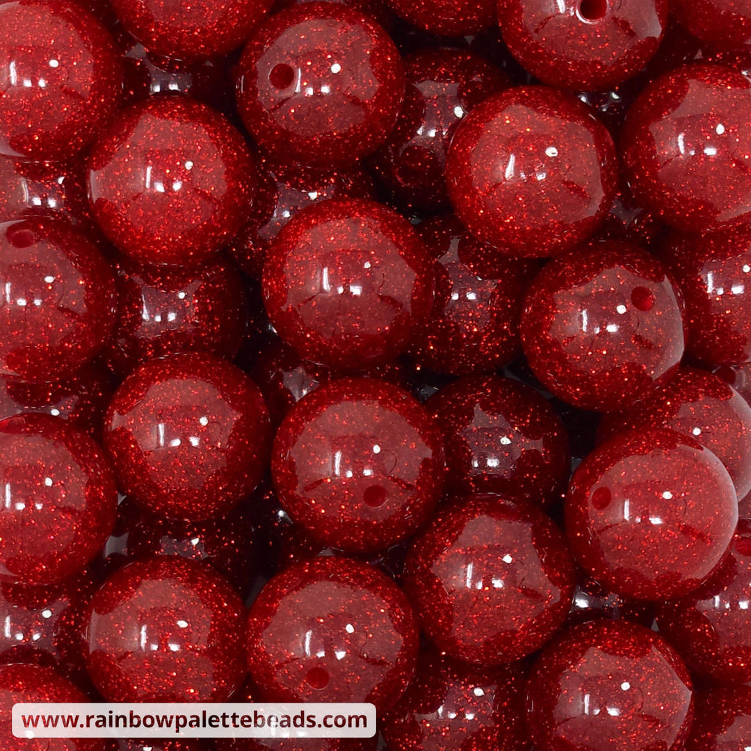 20mm Red Glitter Acrylic Beads Beads