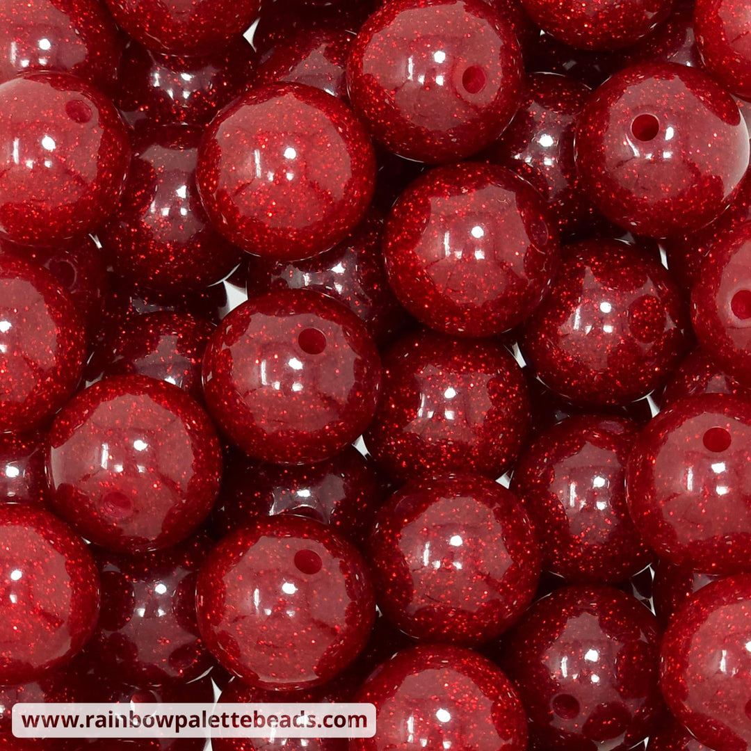 20mm Red Glitter Acrylic Beads Beads