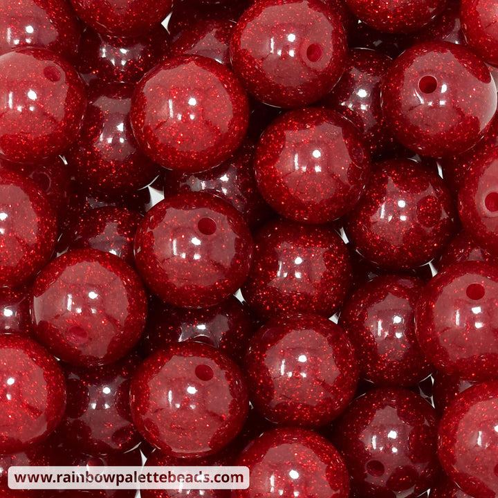 20mm Red Glitter Acrylic Beads Beads