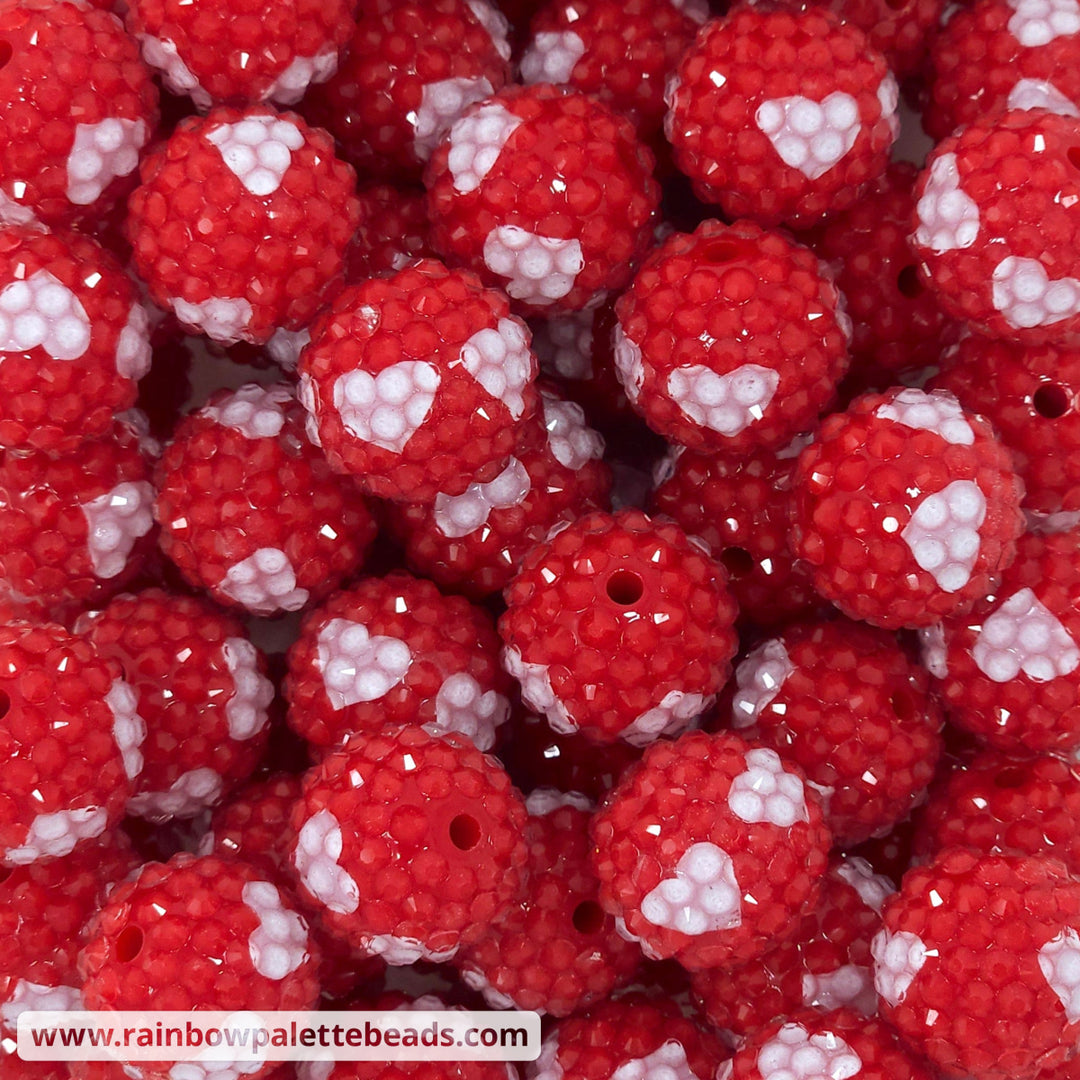 20mm Red Heart Rhinestone Beads Beads