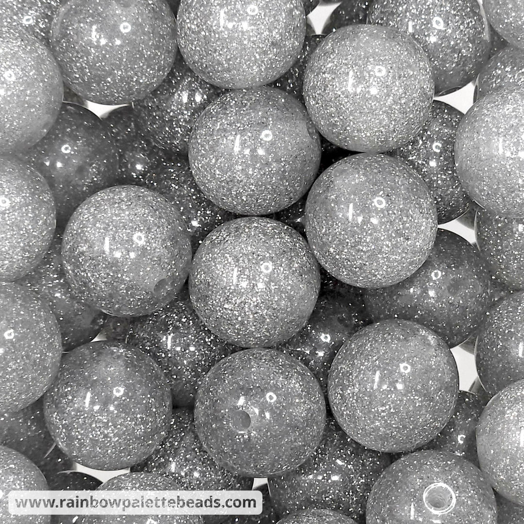 20mm Silver Glitter Acrylic Beads Beads