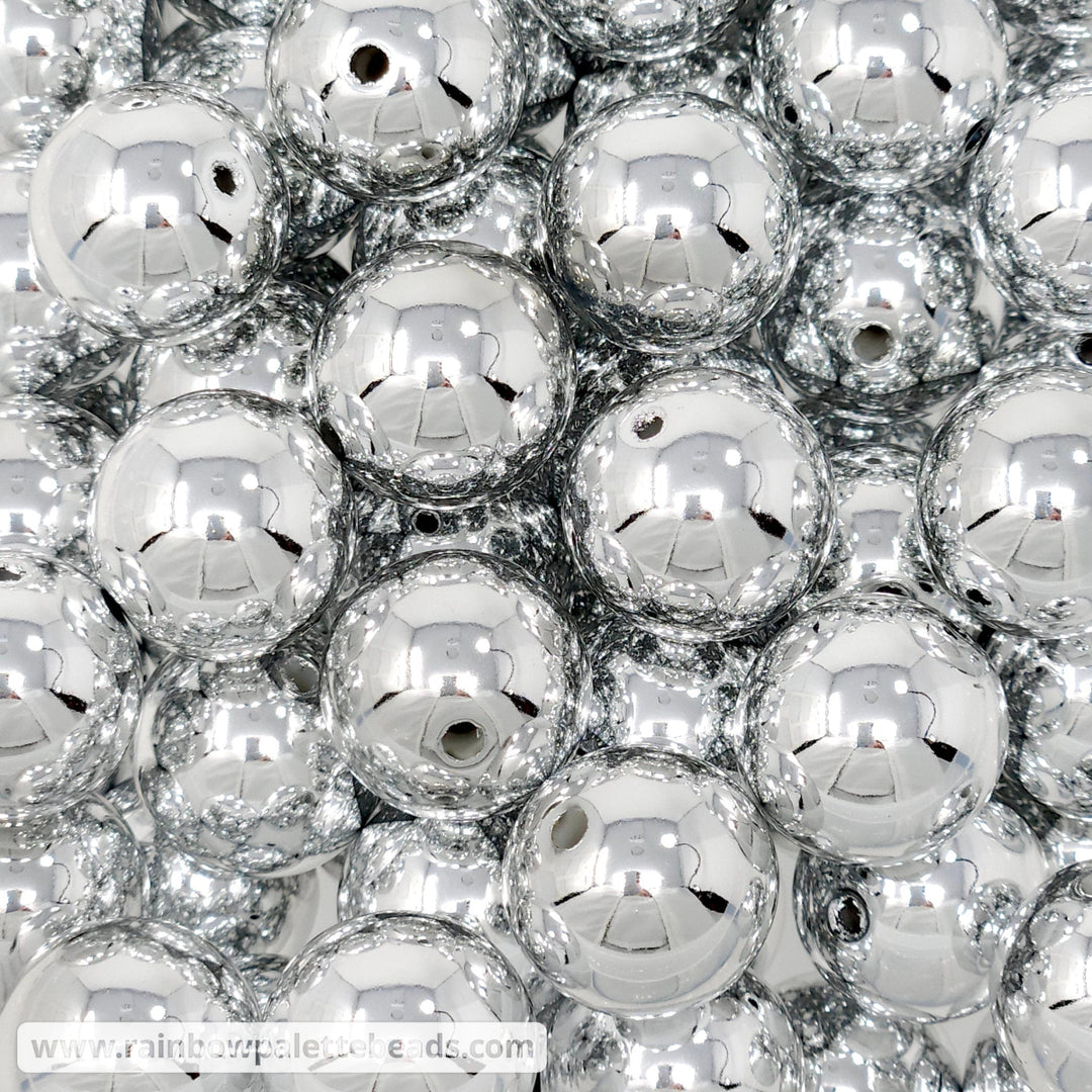20mm Silver UV Mirror Acrylic Beads Beads