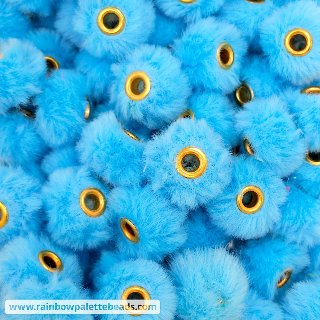 20mm Sky Blue Furry Fuzzy Abacus Spacer Beads Beads