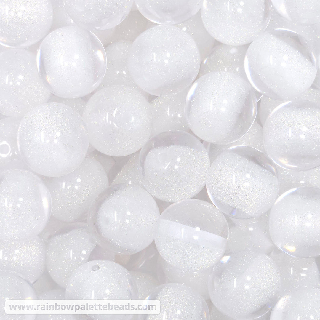 20mm Snow White Glitter Core Acrylic Beads Beads