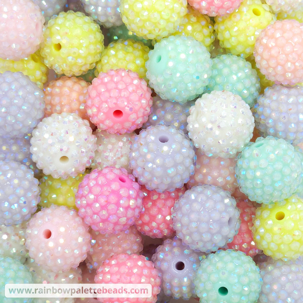 20mm Spring AB Pastel Rhinestone Bead Mix (10 beads) – Rainbow Palette ...