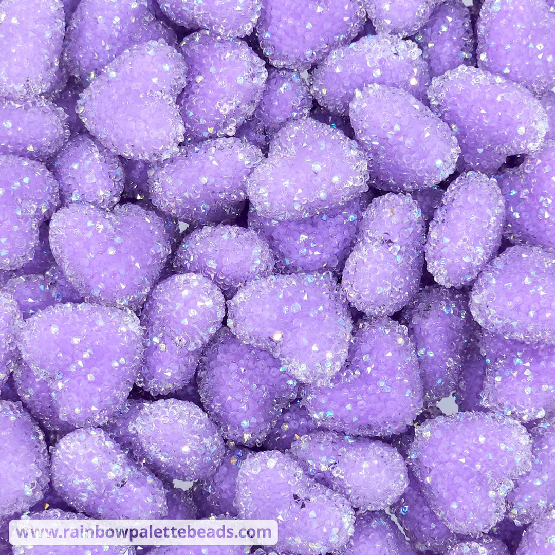 20mm Sugar Heart Acrylic Beads Light Purple Beads