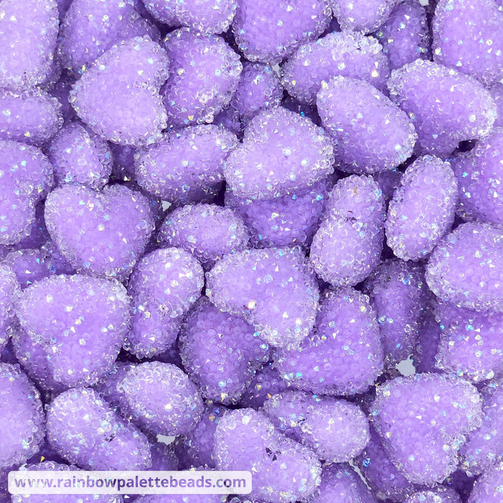 20mm Sugar Heart Acrylic Beads Light Purple Beads