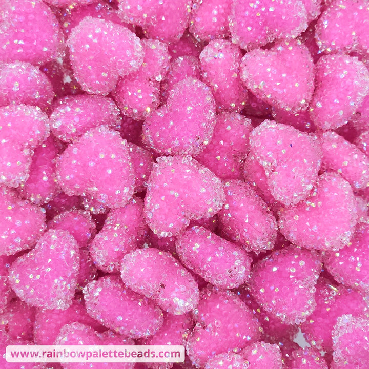 20mm Sugar Heart Acrylic Beads Pink Beads