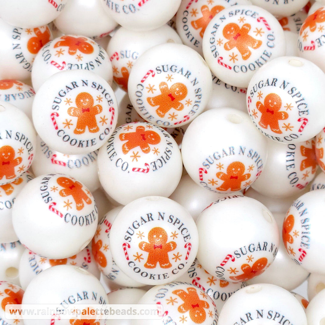 20mm Sugar & Spice Cookie Co Printed Pearl Acrylic Beads Beads