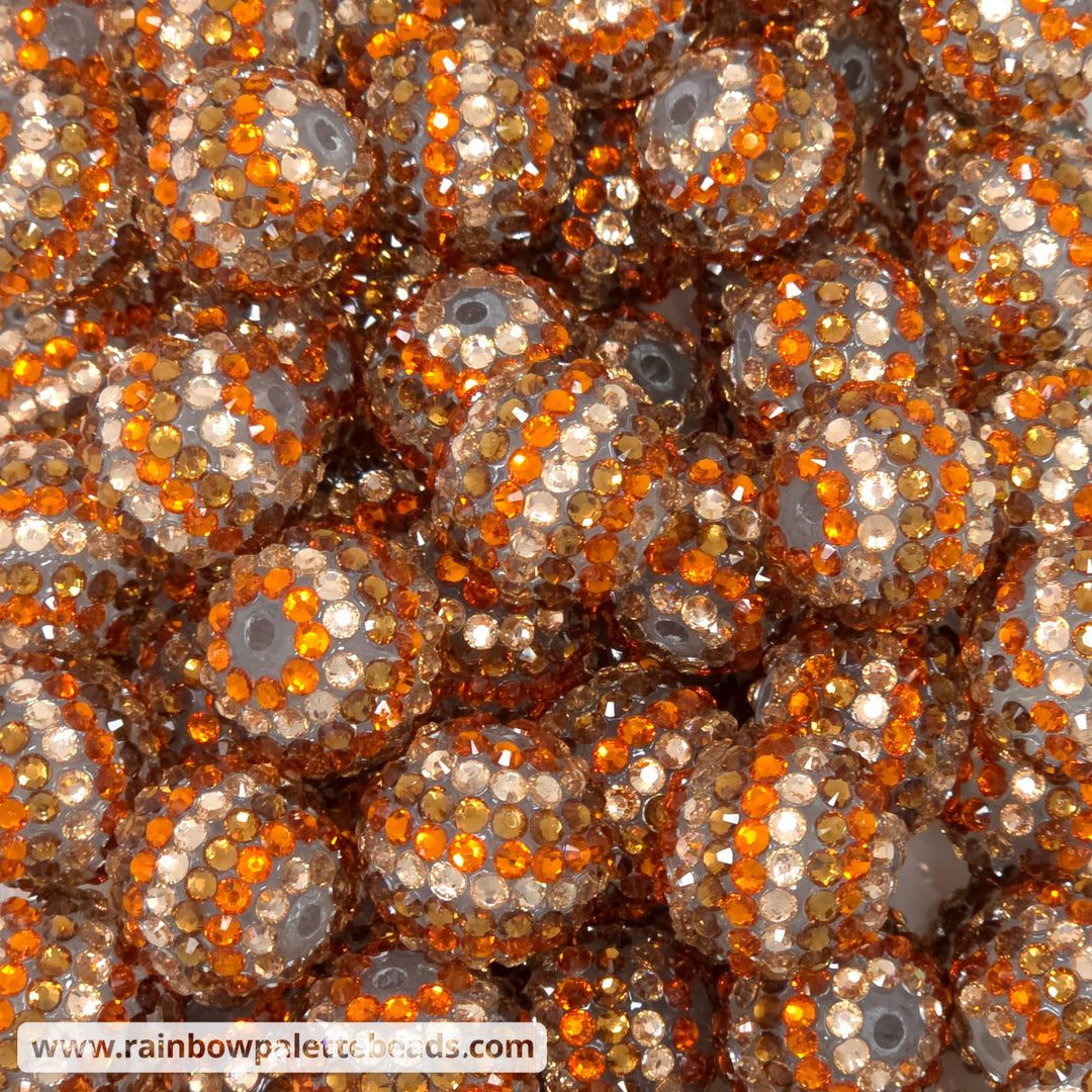 20mm Thanksgiving (Brown Orange Beige) Crystal Stripe Acrylic Rhinestone Beads - Beads