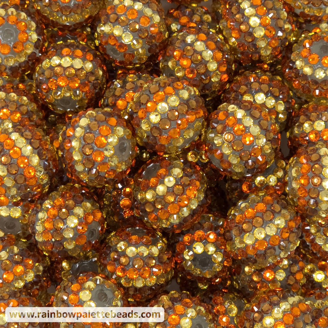 20mm Thanksgiving (Brown Orange Beige) Crystal Stripe Acrylic Rhinestone Beads - Beads