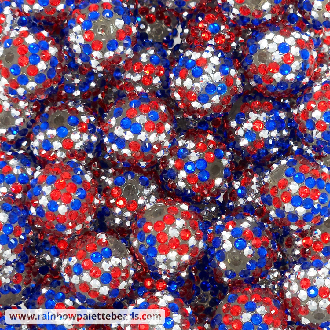 20mm USA Confetti Rhinestone Beads Beads