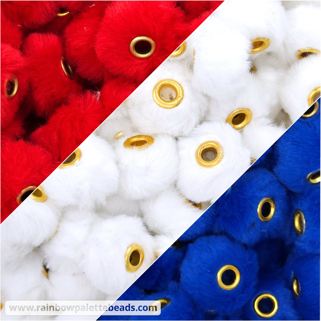 20mm USA Furry Fuzzy Abacus Spacer Bead Mix (30 beads) - Beads